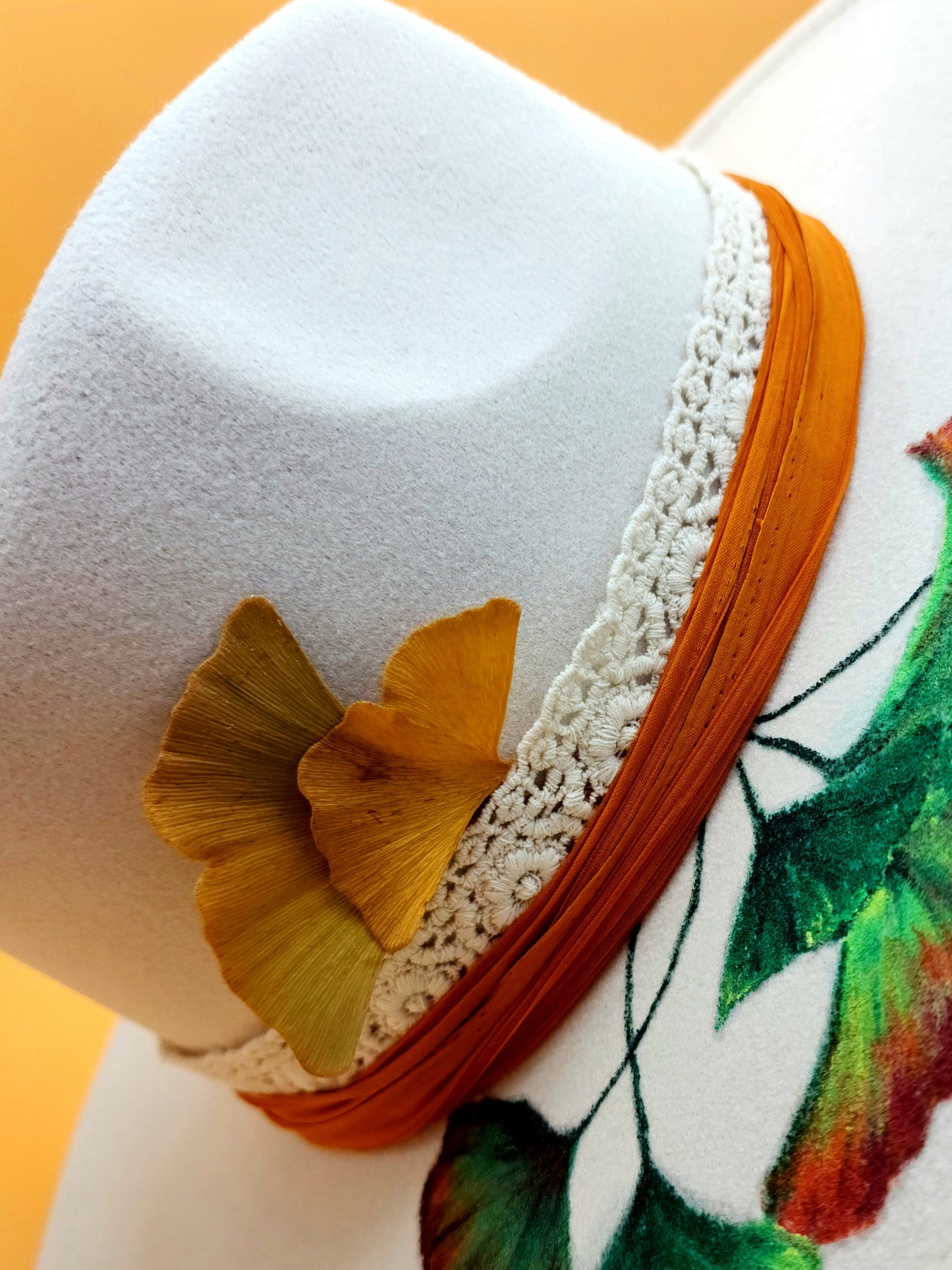 Hand-painted vegan felt hat