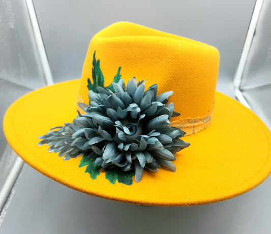 Hand-painted vegan felt hat