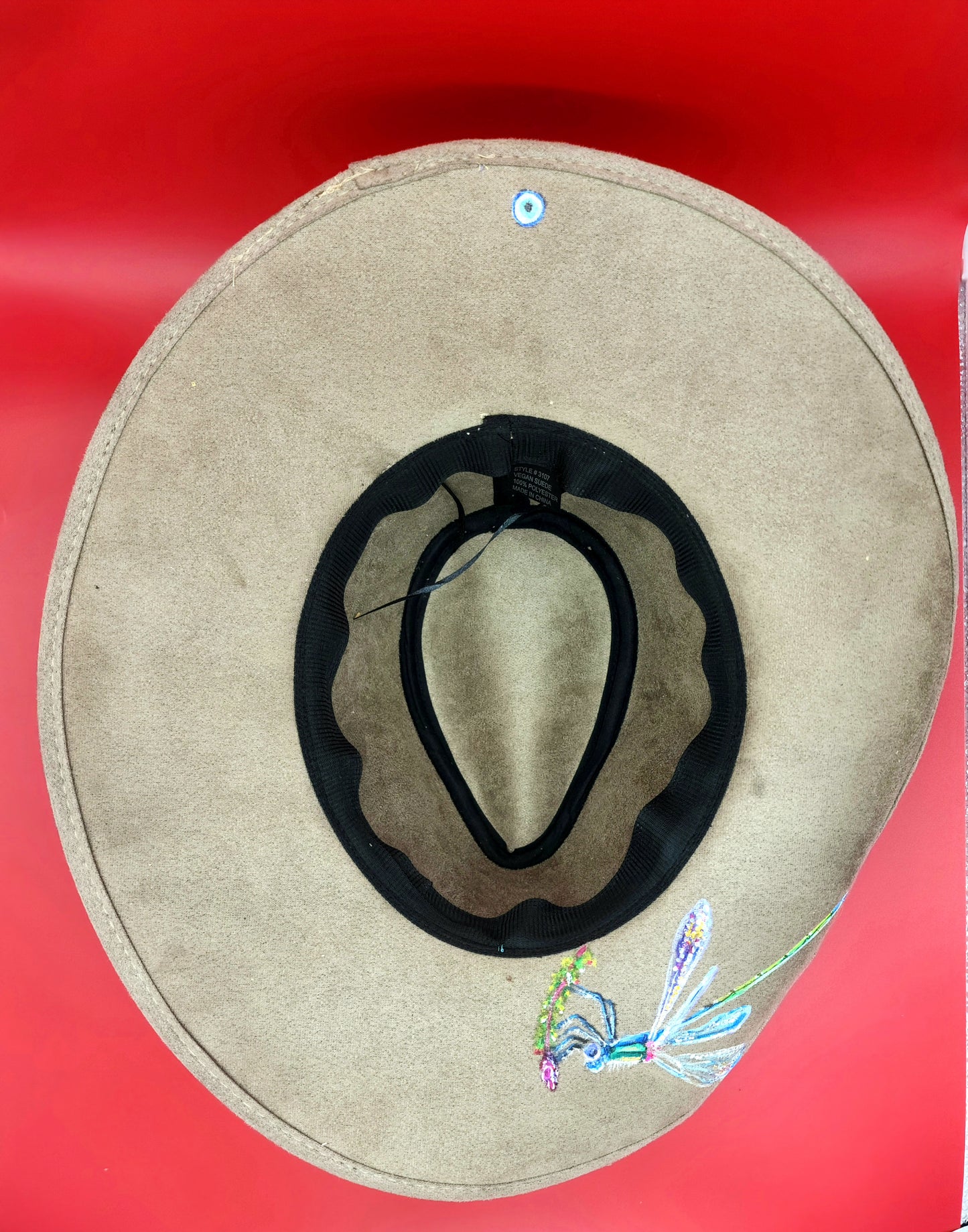 Hand-painted vegan suede ranchers hat