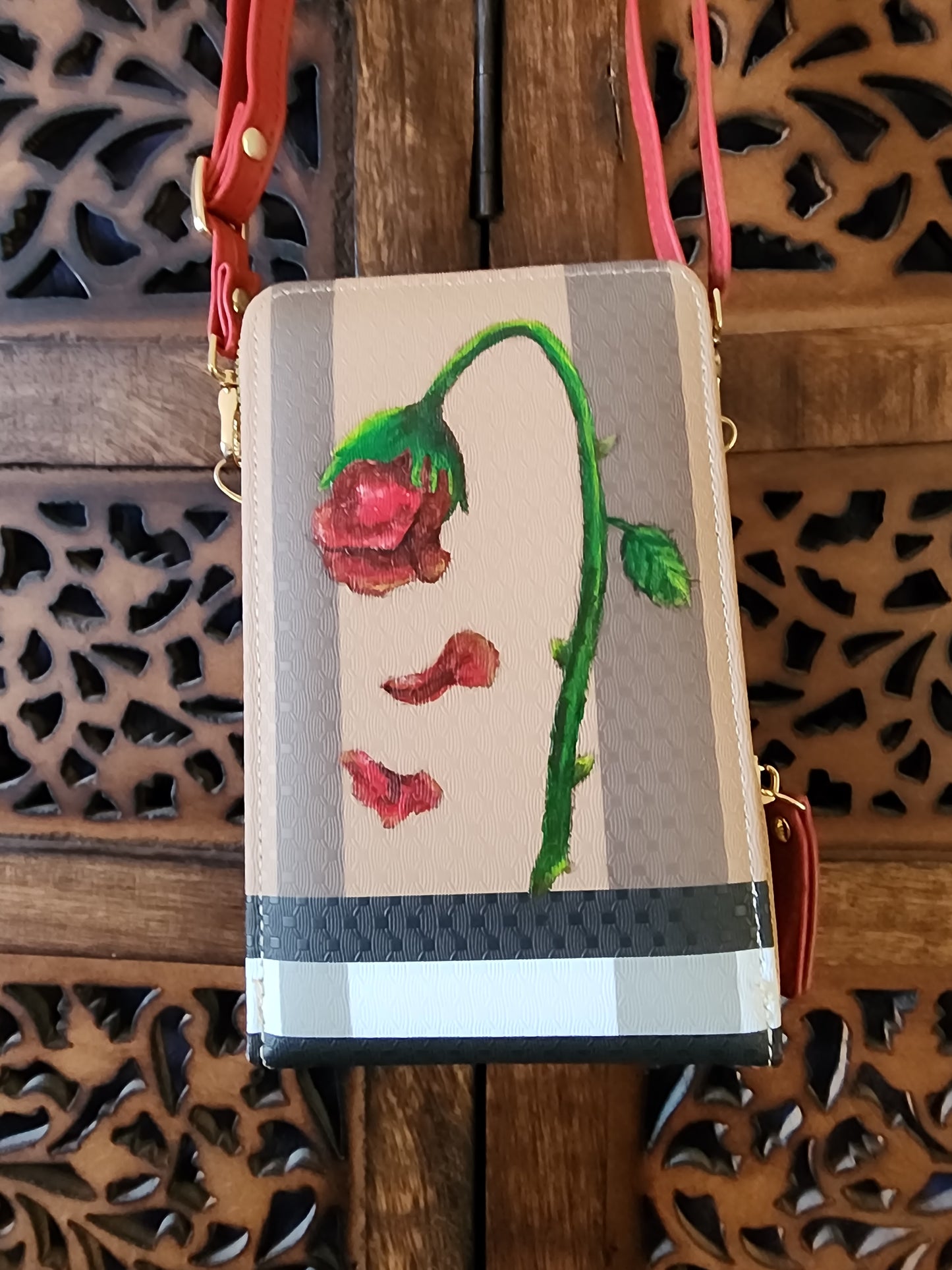 Hand-painted vegan leather purse