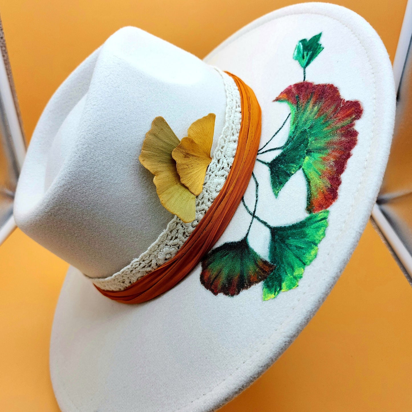 Hand-painted vegan felt hat