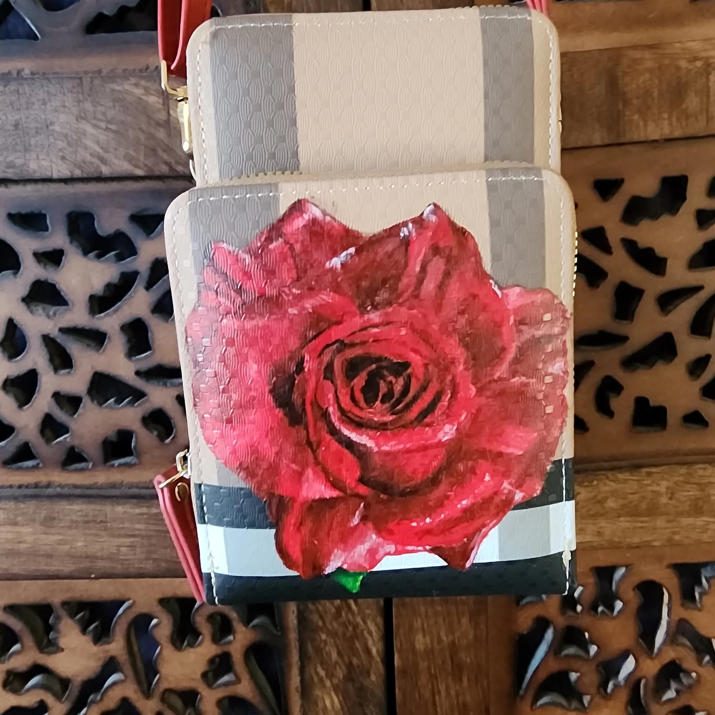 Hand-painted vegan leather purse