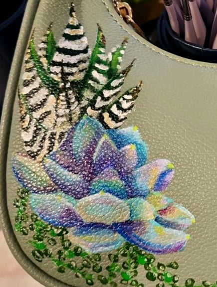 Hand-painted vegan leather purse