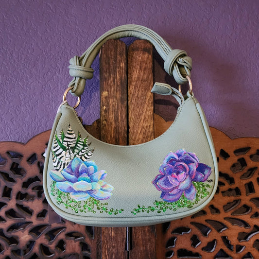 Hand-painted vegan leather purse